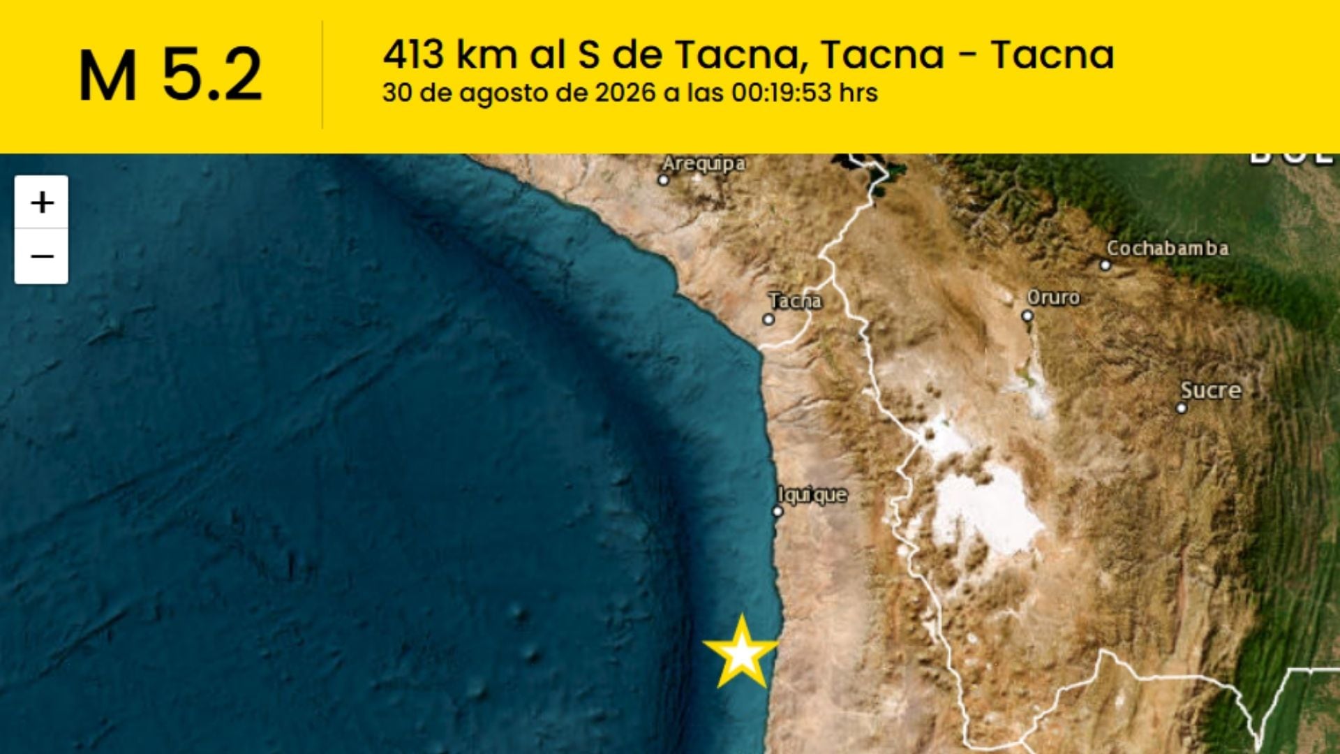 Temblor hoy en Perú EN VIVO: sismo de 5.2 y 4.7 al sur de Tacna, epicentro y reporte del IGP de hoy 30 de agosto